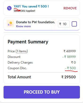 pw coupon code 500 off