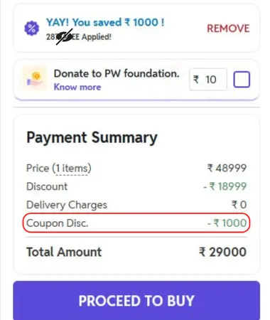 PW Coupon Code 1000 OFF